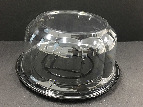 Disposable round black PET plastic cake container